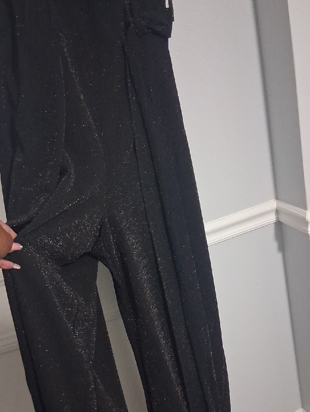 Shirley of Hollywood Black Sparkle Wide-Leg Jumpsuit